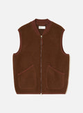 Zip Waistcoat Wool Fleece Cacao