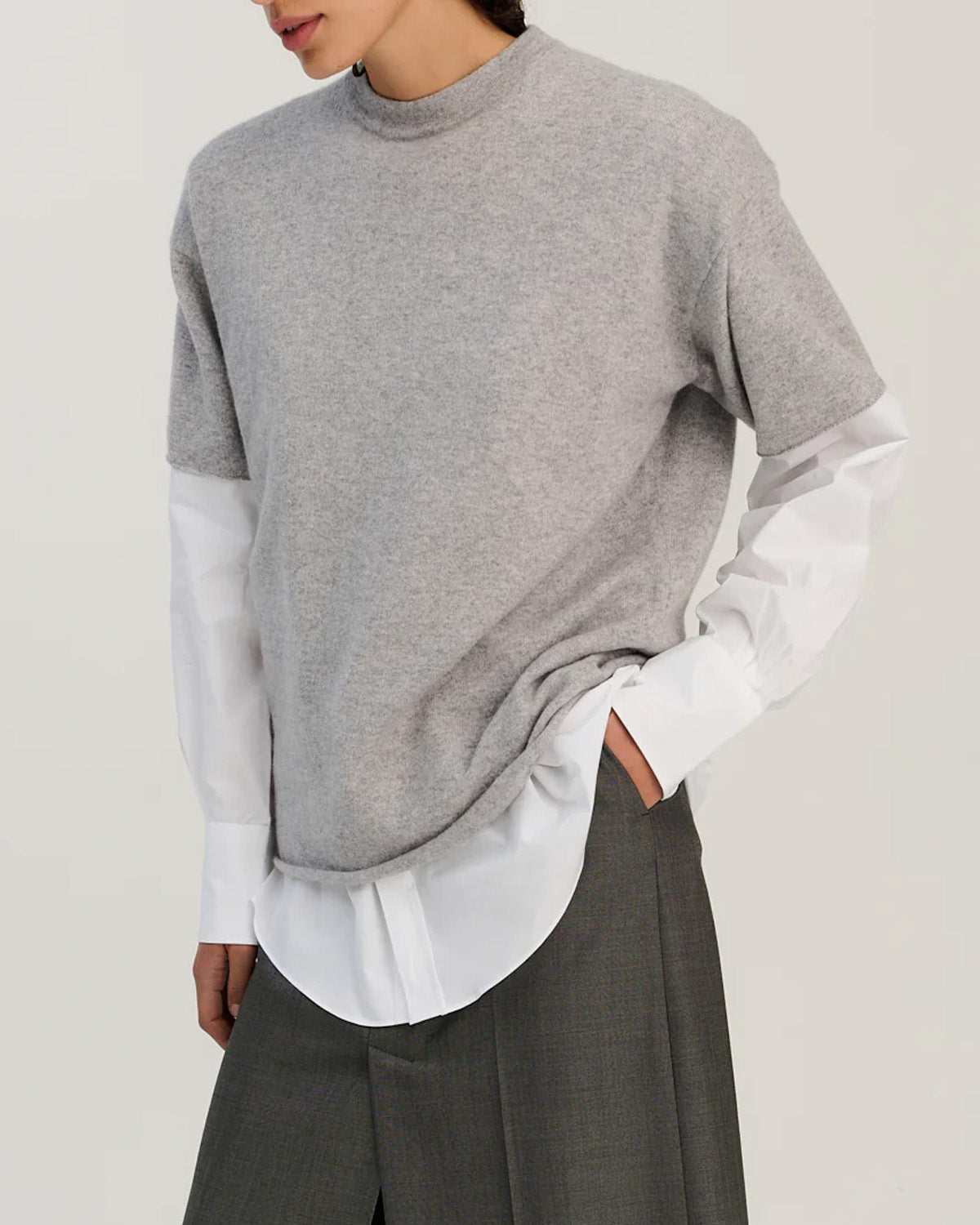 T-shirt Wool Cashmere Grey Melange