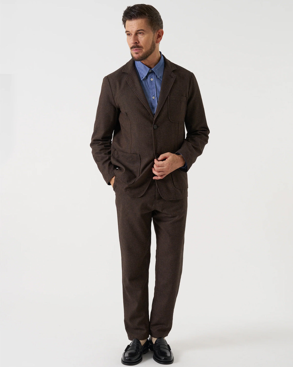 Brown Recycled Italian Tweed Pleated Track Pant