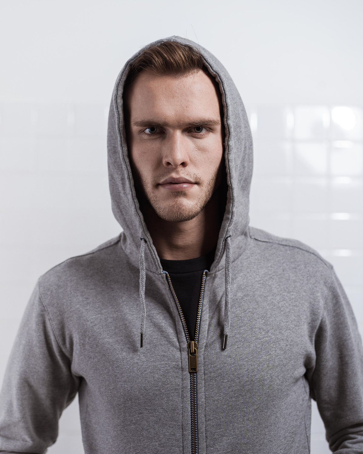 ZIP HOODIE GREY MELANGE-Zip hoodie-Blankdays