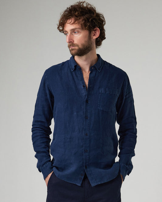 THE LINEN SHIRT NAVY