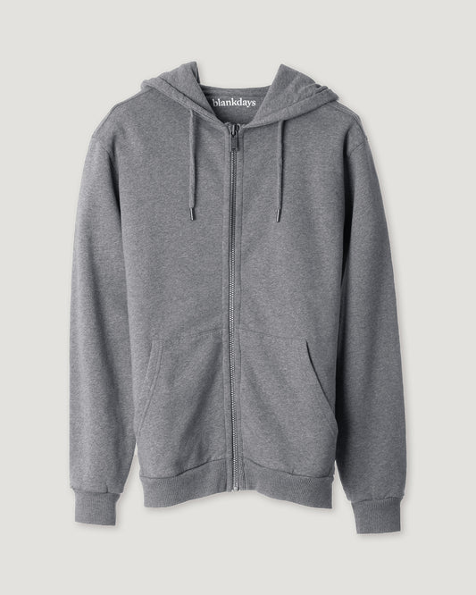 ZIP HOODIE GREY MELANGE-Zip hoodie-Blankdays