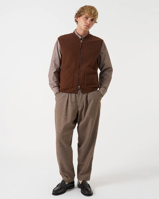 Zip Waistcoat Wool Fleece Cacao