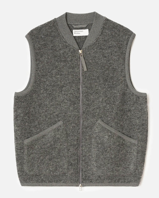 Zip Waistcoat Wool Fleece Grey Marl