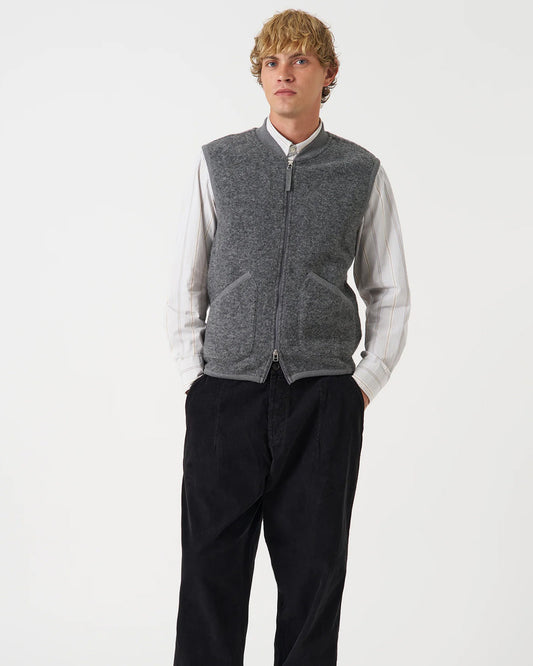 Zip Waistcoat Wool Fleece Grey Marl