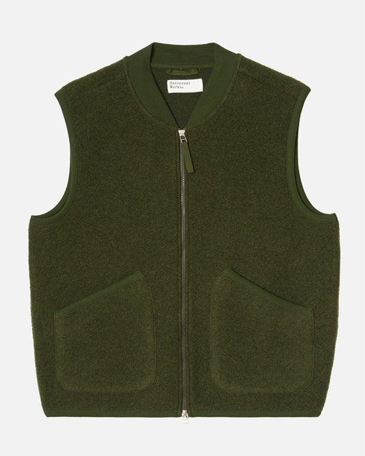Zip Waistcoat Wool Fleece Olive