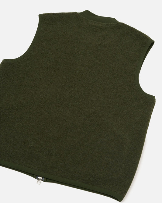 Zip Waistcoat Wool Fleece Olive