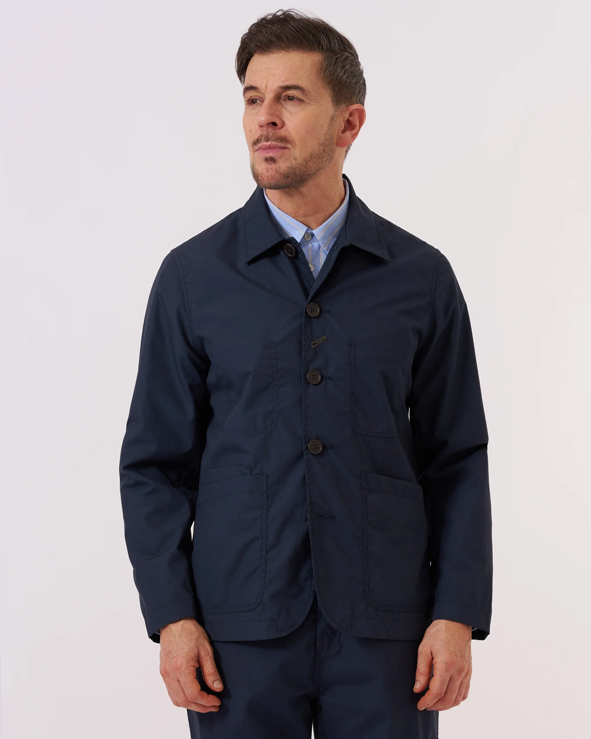 Navy Recycled Polytech Bakers Jacket