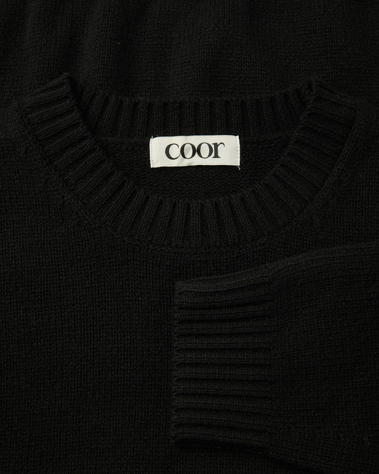 Wool Cropped Crewneck Sweater Black