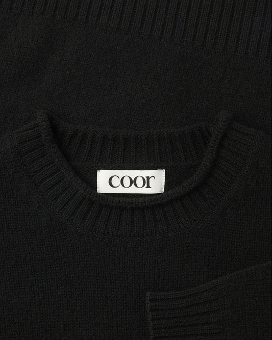 Wool Cropped Pocket Sweater- Black