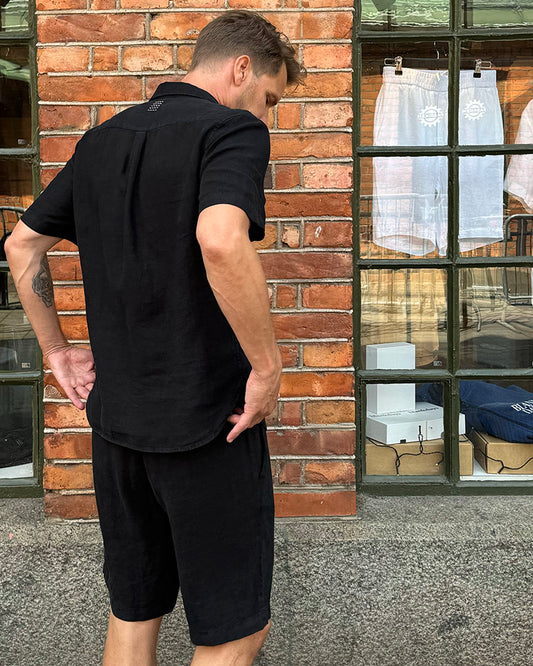 LINEN SHORTS BLACK