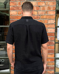 SHORT SLEEVE SHIRT LINEN BLACK