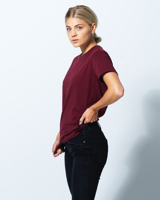 W COTTON T-SHIRT BURGUNDY
