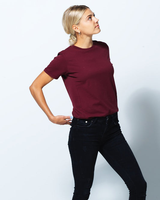 W COTTON T-SHIRT BURGUNDY
