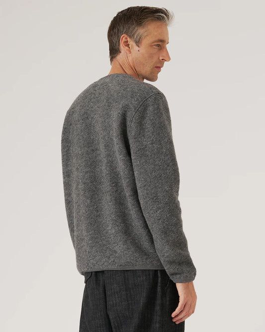 Wool Fleece Cardigan Grey Marl