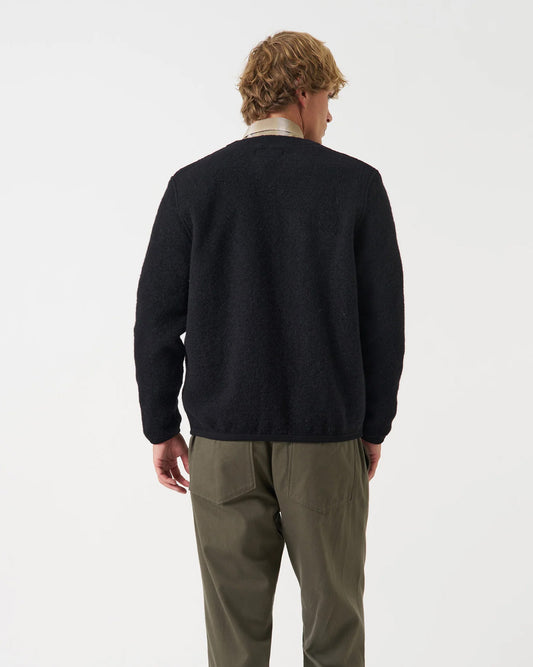 Wool Fleece Cardigan Black