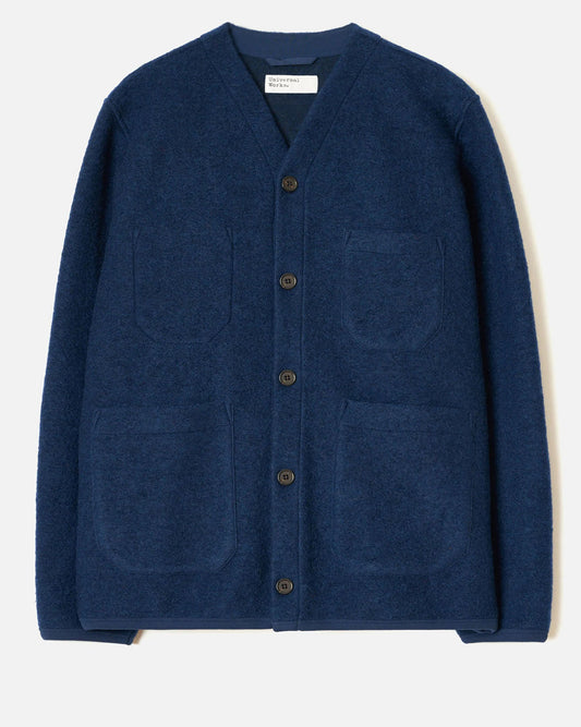 Wool Fleece Cardigan Indigo