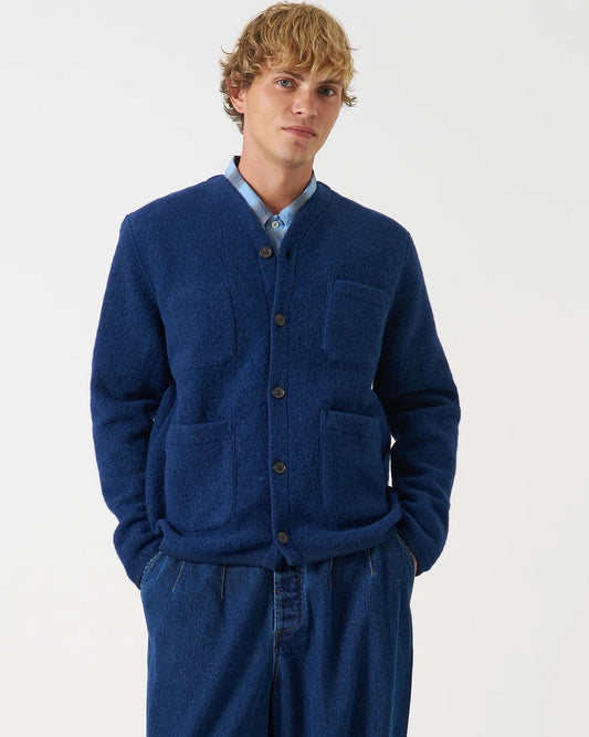 Wool Fleece Cardigan Indigo