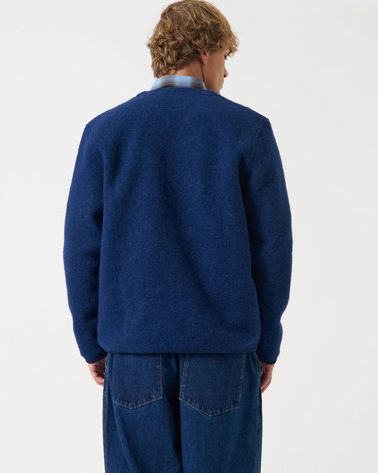 Wool Fleece Cardigan Indigo