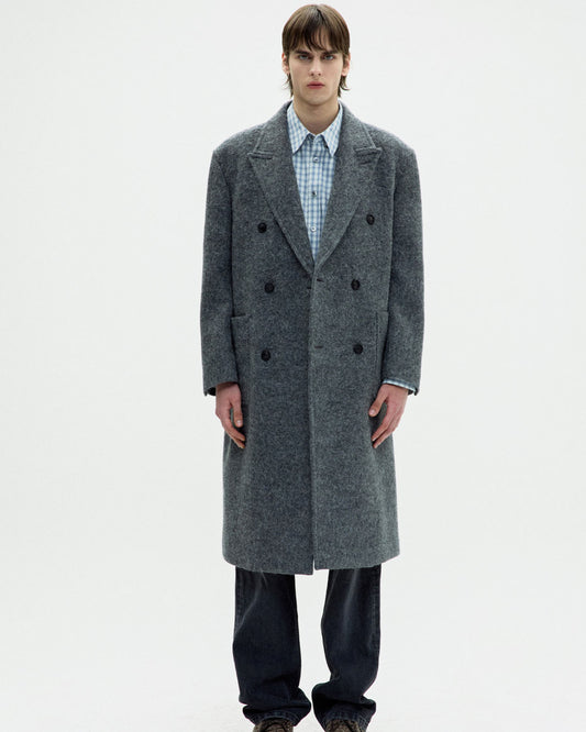 Coor-  Hairy Peaked Lapel Double Coat