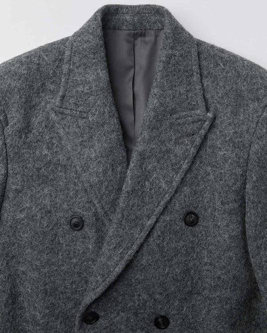 Coor-  Hairy Peaked Lapel Double Coat