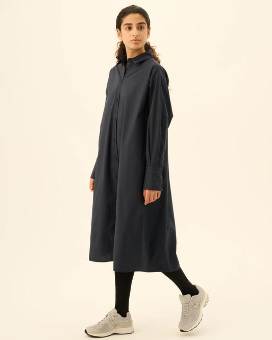 DAKIKO GMTD POPLIN DRESS- NAVY