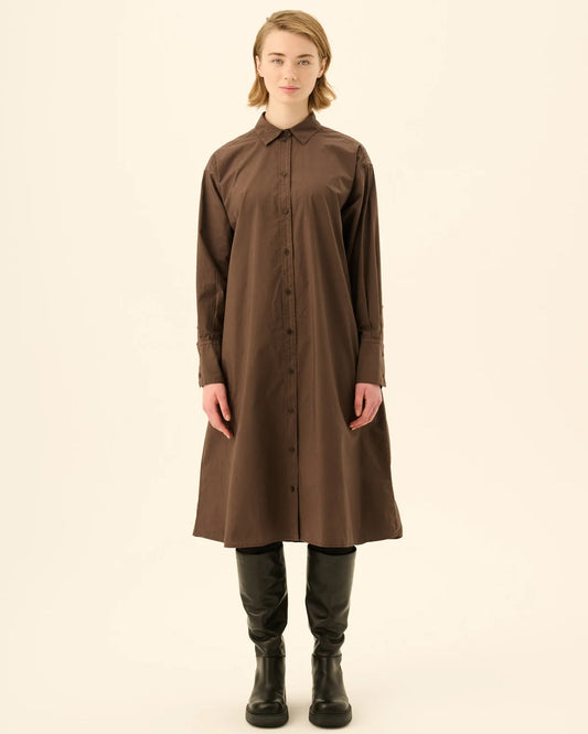 DAKIKO GMTD POPLIN DRESS- FUDGE