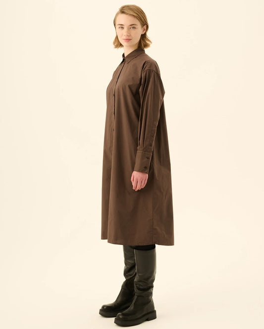 DAKIKO GMTD POPLIN DRESS- FUDGE