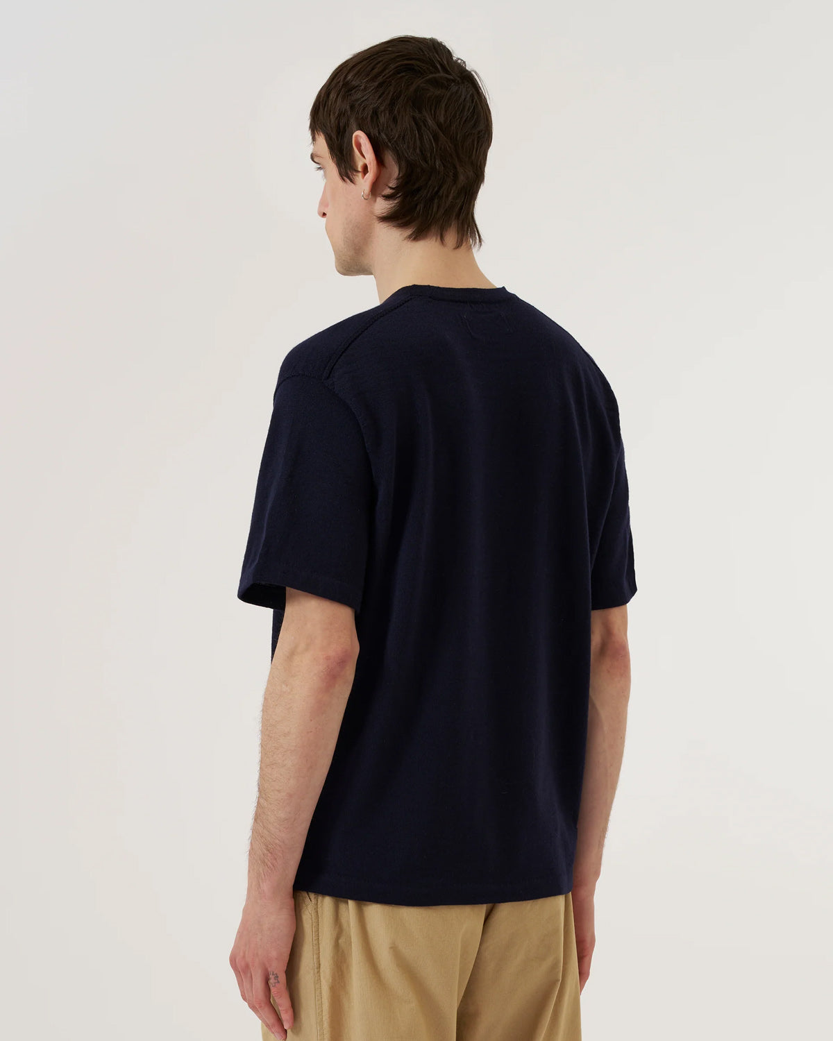 Navy Merino Fine Knit Knit Tee