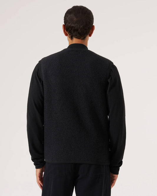Zip Waistcoat Wool Fleece Black