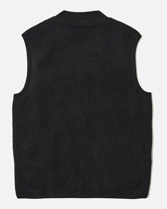 Zip Waistcoat Wool Fleece Black