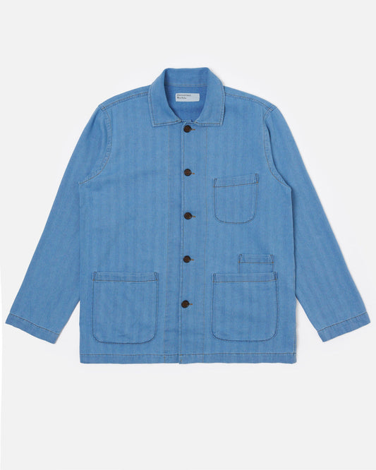 Washed Indigo Recycled Herringbone Bakers Overshirt