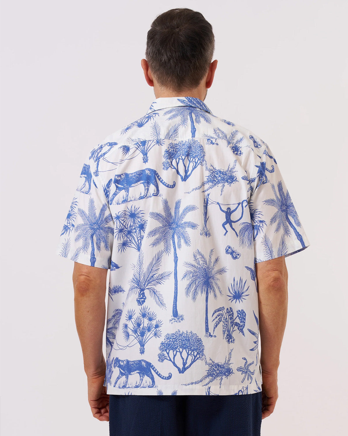 White Jungle Toile Poplin Camp Shirt