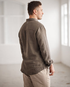 THE LINEN SHIRT ARMY OLIVE