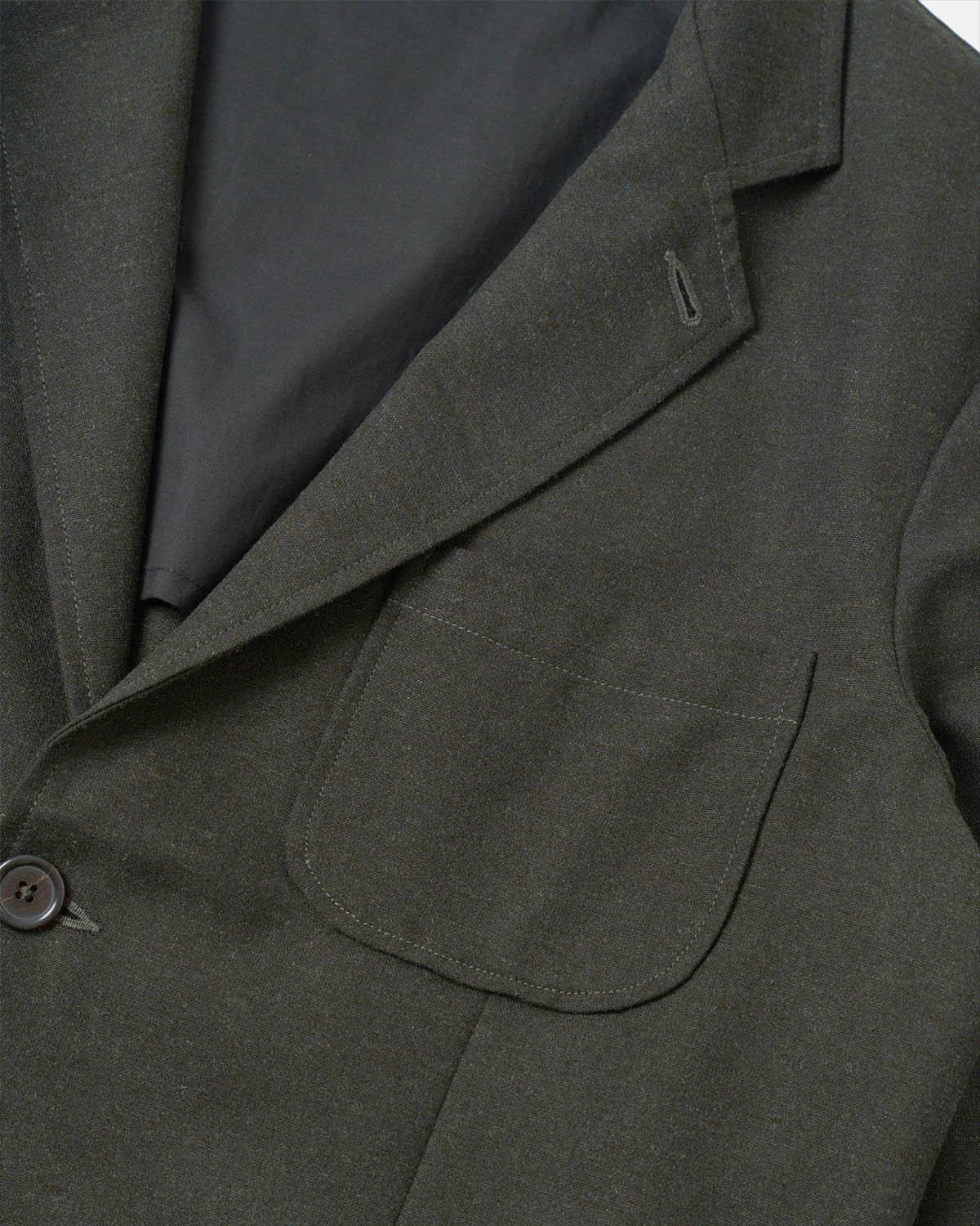 Olive Recycled Italian Tweed Two Button Jacket