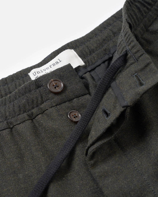 Olive Recycled Italian Tweed Pleated Trackpant