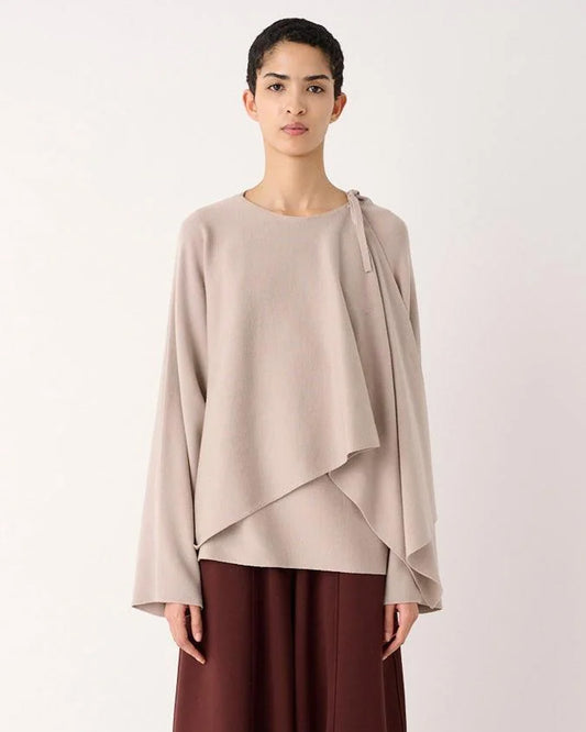 MEIMEIJ- Pure Wool Sweater With Overlap Front