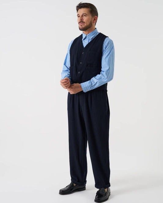 Dark Navy Robin Wool Mix JJ Waistcoat