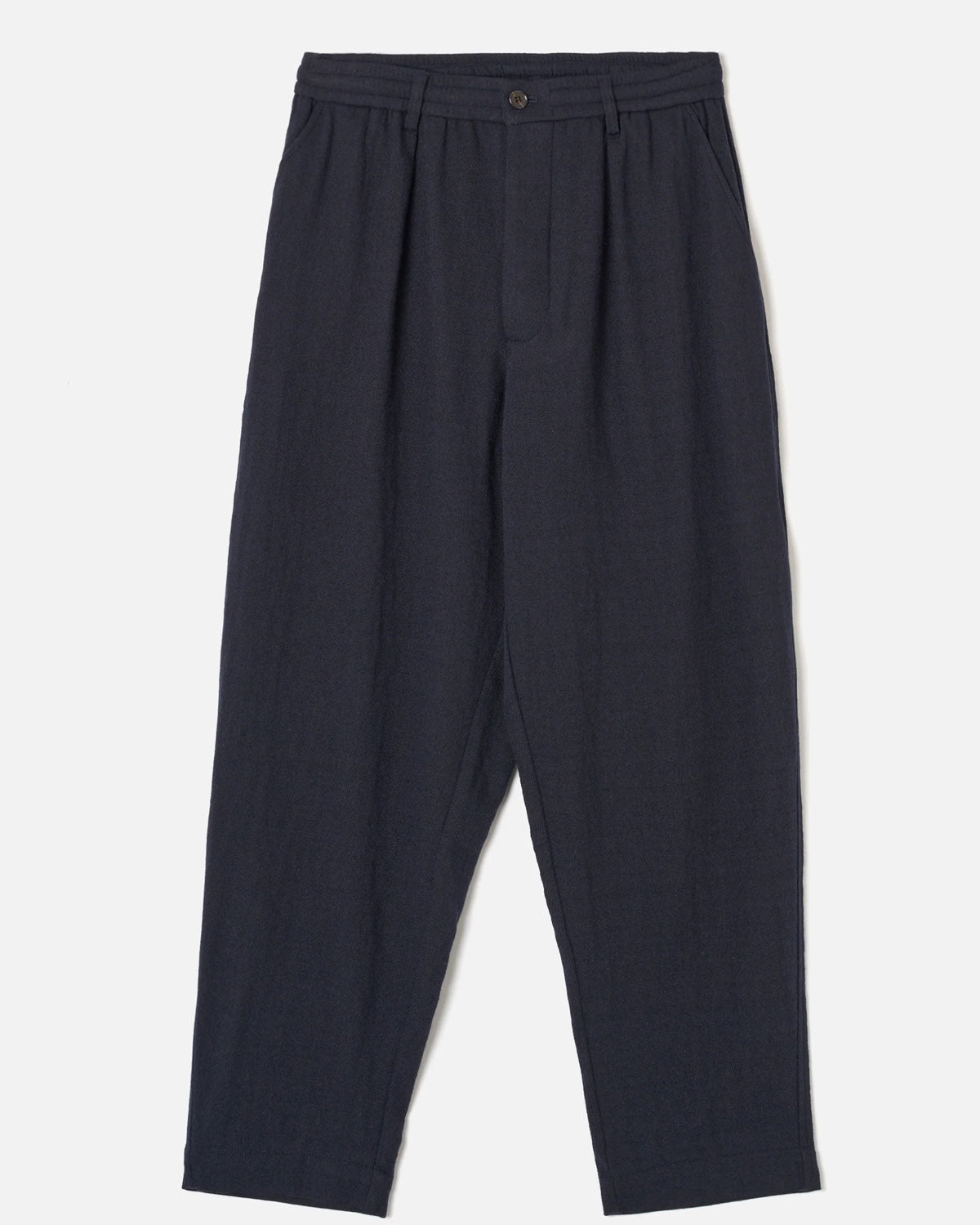 Dark Navy Robin Wool Mix Pleated Track Pant