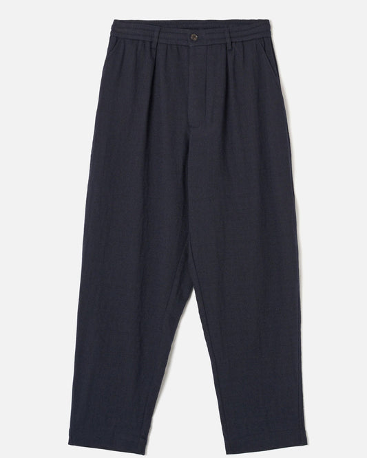 Dark Navy Robin Wool Mix Pleated Track Pant