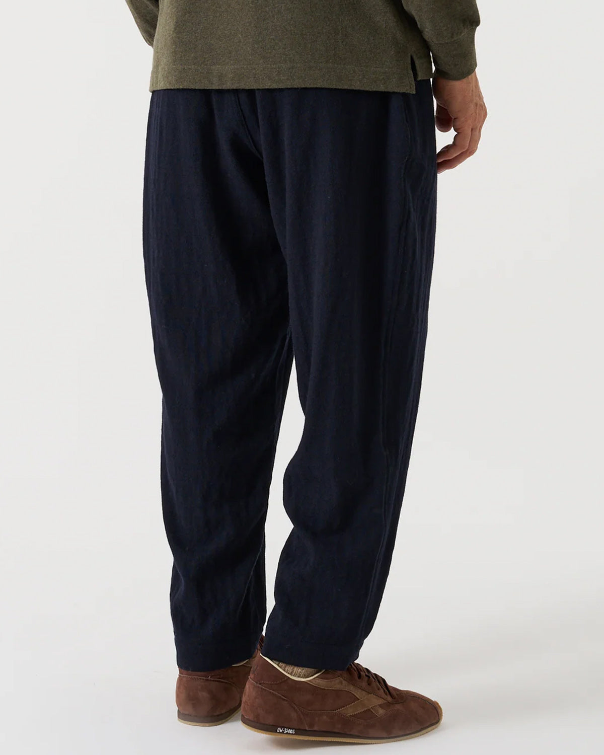 Dark Navy Robin Wool Mix Pleated Track Pant