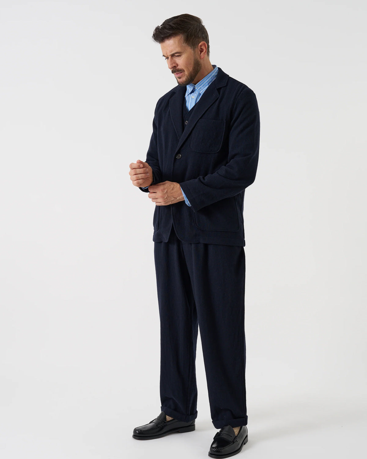 Dark Navy Robin Wool Mix Two Button Jacket