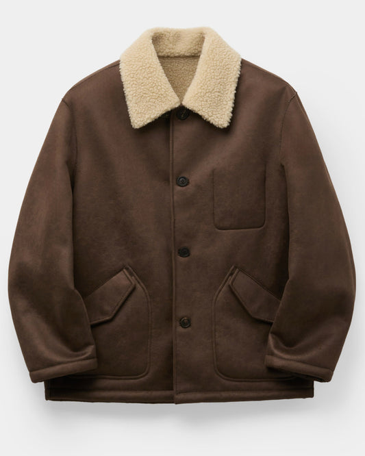 Coor-  Linking Binding Fake Shearling Half Coat