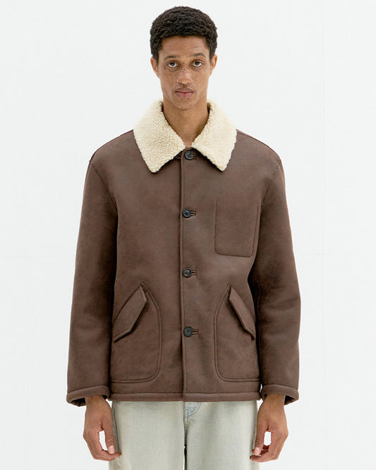 Coor-  Linking Binding Fake Shearling Half Coat