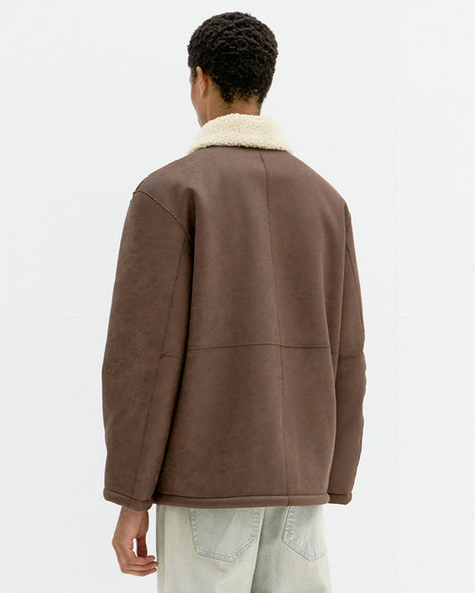 Coor-  Linking Binding Fake Shearling Half Coat