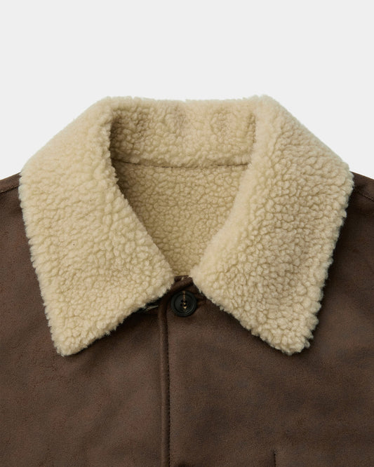 Coor-  Linking Binding Fake Shearling Half Coat