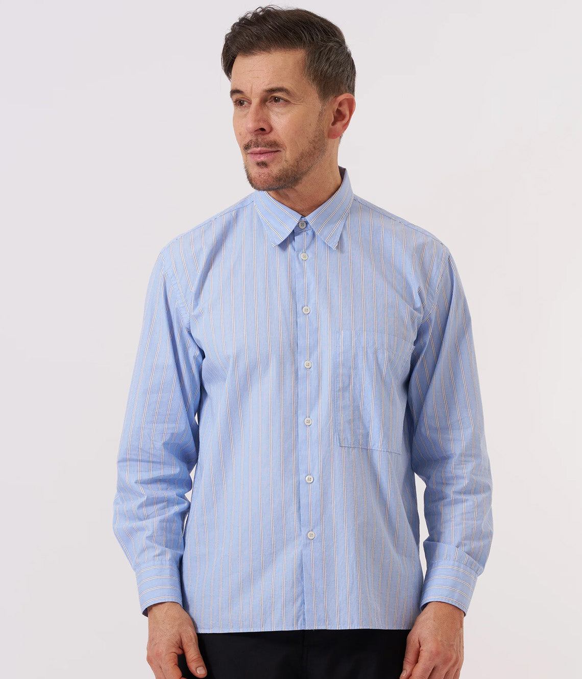 Blue Mc Stripe Square Pocket Shirt