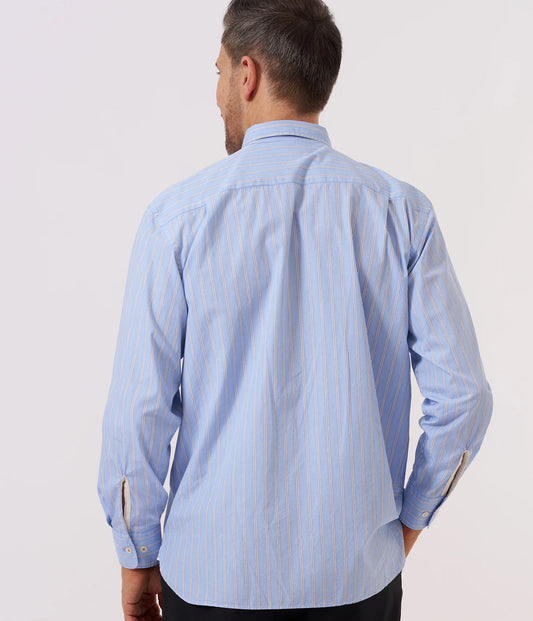 Blue Mc Stripe Square Pocket Shirt