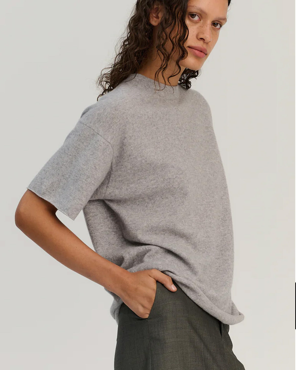 T-shirt Wool Cashmere Grey Melange