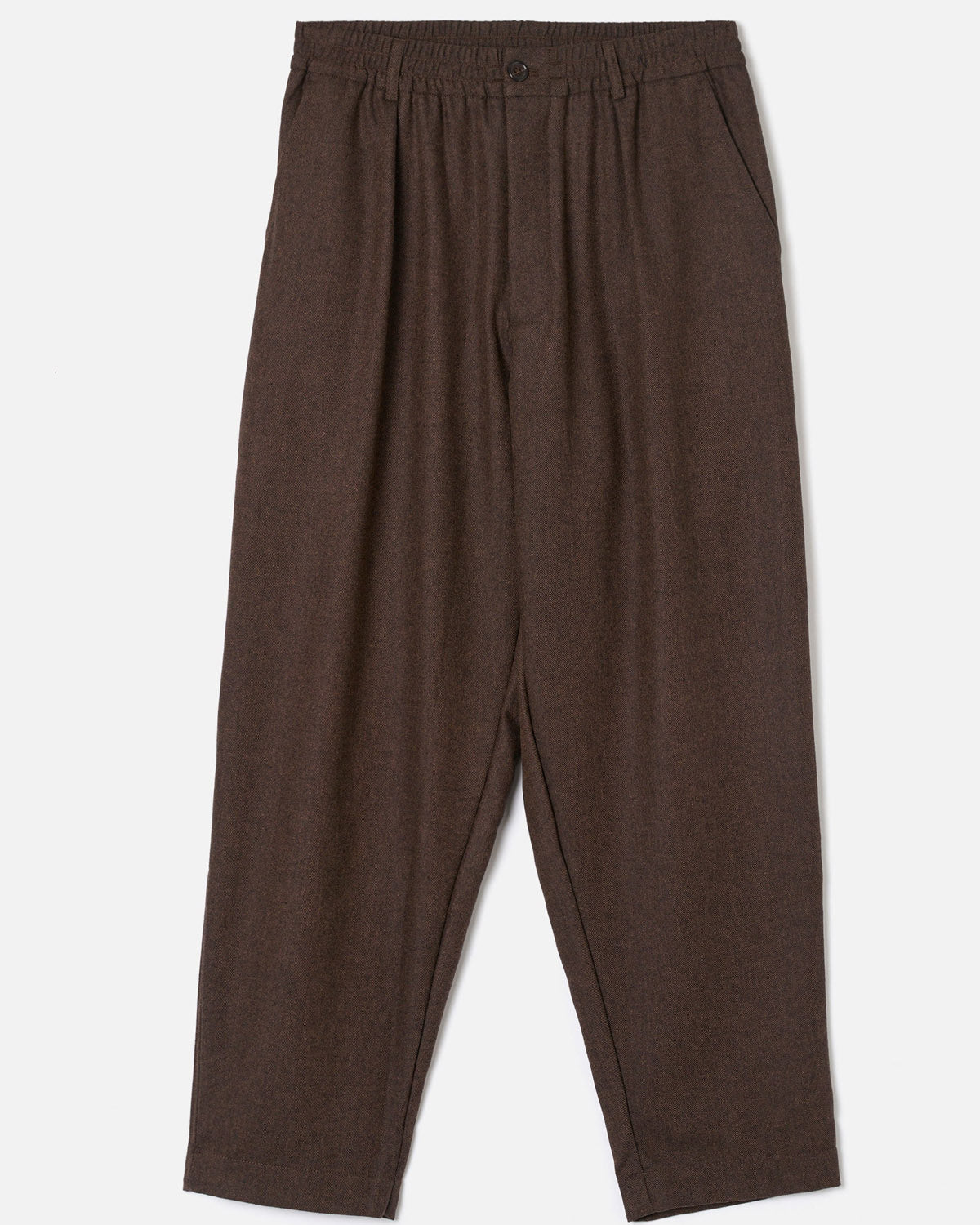 Brown Recycled Italian Tweed Pleated Track Pant